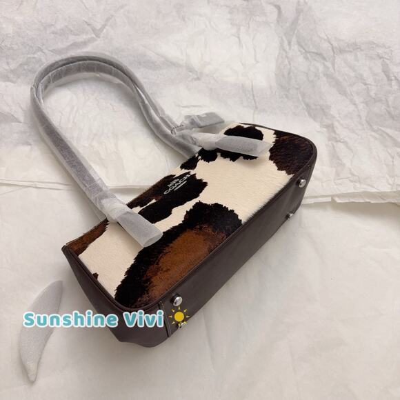 NWT Coach Asher Shoulder Bag With Cow Print CCC85 Cow Printed Haircalf Cow Multi - Picture 7 of 10